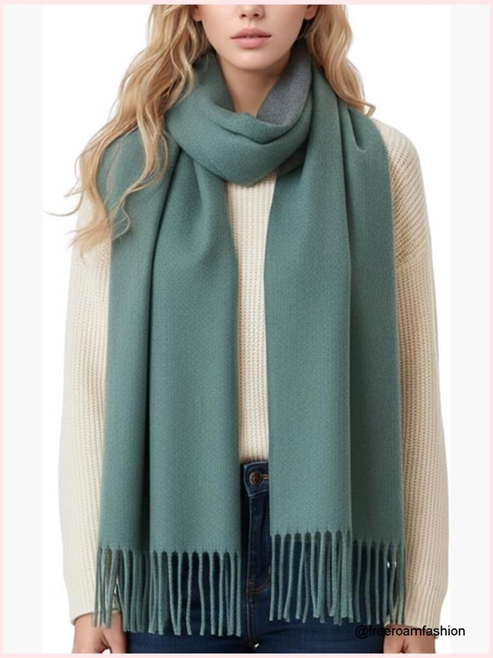 Wool Cashmere Touch Scarf 80x27 Oversized Shawl Tassels Gift Box